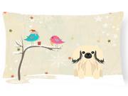 Christmas Presents between Friends Pekingnese Cream Canvas Fabric Decorative Pillow BB2578PW1216