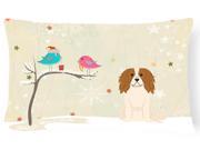 Christmas Presents between Friends Cavalier Spaniel Canvas Fabric Decorative Pillow BB2530PW1216