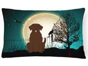 Halloween Scary Chocolate Labrador Canvas Fabric Decorative Pillow BB2246PW1216