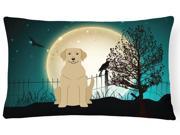 Halloween Scary Yellow Labrador Canvas Fabric Decorative Pillow BB2245PW1216