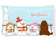 Merry Christmas Carolers Caucasian Shepherd Dog Canvas Fabric Decorative Pillow BB2381PW1216