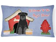 Dog House Collection Standard Schnauzer Black Canvas Fabric Decorative Pillow BB2786PW1216