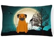 Halloween Scary Border Terrier Canvas Fabric Decorative Pillow BB2229PW1216