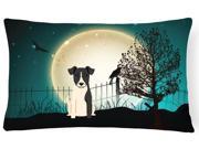 Halloween Scary Smooth Fox Terrier Canvas Fabric Decorative Pillow BB2288PW1216