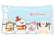 Merry Christmas Carolers Lowchen Canvas Fabric Decorative Pillow BB2350PW1216