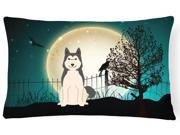 Halloween Scary West Siberian Laika Spitz Canvas Fabric Decorative Pillow BB2215PW1216
