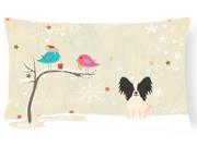 Christmas Presents between Friends Papillon Black White Canvas Fabric Decorative Pillow BB2548PW1216