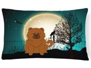 Halloween Scary Chow Chow Red Canvas Fabric Decorative Pillow BB2332PW1216