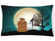 Halloween Scary Shih Tzu Chocolate Canvas Fabric Decorative Pillow BB2276PW1216