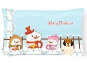 Merry Christmas Carolers Petit Basset Griffon Veenden Canvas Fabric Decorative Pillow BB2410PW1216