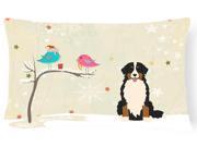 Christmas Presents between Friends Bernese Mountain Dog Canvas Fabric Decorative Pillow BB2508PW1216