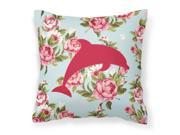 Dolphin Shabby Chic Blue Roses Canvas Fabric Decorative Pillow BB1025