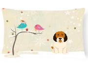 Christmas Presents between Friends Petit Basset Griffon Veenden Canvas Fabric Decorative Pillow BB2551PW1216