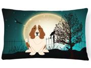 Halloween Scary Basset Hound Canvas Fabric Decorative Pillow BB2211PW1216