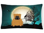 Halloween Scary English Bulldog Red Canvas Fabric Decorative Pillow BB2312PW1216