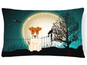 Halloween Scary Wire Fox Terrier Canvas Fabric Decorative Pillow BB2291PW1216