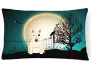 Halloween Scary Bull Terrier White Canvas Fabric Decorative Pillow BB2328PW1216