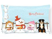 Merry Christmas Carolers Appenzeller Sennenhund Canvas Fabric Decorative Pillow BB2374PW1216