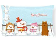 Merry Christmas Carolers Karelian Bear Dog Canvas Fabric Decorative Pillow BB2353PW1216