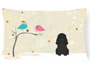 Christmas Presents between Friends Poodle Black Canvas Fabric Decorative Pillow BB2543PW1216
