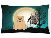 Halloween Scary English Bulldog Fawn Canvas Fabric Decorative Pillow BB2314PW1216