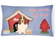 Dog House Collection Basset Hound Canvas Fabric Decorative Pillow BB2775PW1216