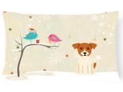 Christmas Presents between Friends Jack Russell Terrier Canvas Fabric Decorative Pillow BB2580PW1216
