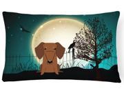 Halloween Scary Dachshund Red Brown Canvas Fabric Decorative Pillow BB2320PW1216