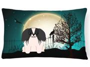 Halloween Scary Pekingnese Black White Canvas Fabric Decorative Pillow BB2295PW1216