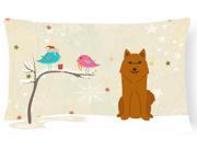 Christmas Presents between Friends Karelian Bear Dog Canvas Fabric Decorative Pillow BB2494PW1216