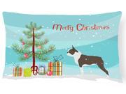 Boston Terrier Merry Christmas Tree Canvas Fabric Decorative Pillow BB2962PW1216