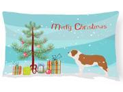Saint Bernard Merry Christmas Tree Canvas Fabric Decorative Pillow BB2994PW1216