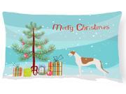 Greyhound Merry Christmas Tree Canvas Fabric Decorative Pillow BB2923PW1216