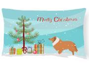 Collie Dog Merry Christmas Tree Canvas Fabric Decorative Pillow BB2934PW1216