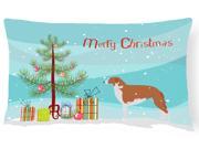 Borzoi Russian Greyhound Merry Christmas Tree Canvas Fabric Decorative Pillow BB2917PW1216