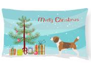 Beagle Merry Christmas Tree Canvas Fabric Decorative Pillow BB2928PW1216