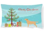 Yellow Labrador Retriever Merry Christmas Tree Canvas Fabric Decorative Pillow BB2915PW1216