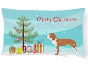 Spanish Hound Merry Christmas Tree Canvas Fabric Decorative Pillow BB2909PW1216
