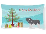 Polish Lowland Sheepdog Dog Merry Christmas Tree Canvas Fabric Decorative Pillow BB2950PW1216