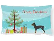 Toy Fox Terrier Merry Christmas Tree Canvas Fabric Decorative Pillow BB2905PW1216