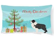 Black Border Collie Merry Christmas Tree Canvas Fabric Decorative Pillow BB2941PW1216