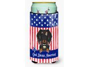 Patriotic USA Wire Haired Dachshund Dapple Tall Boy Beverage Insulator Hugger BB3123TBC