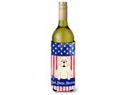 Patriotic USA English Bulldog White Wine Bottle Beverge Insulator Hugger BB3118LITERK