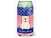 Patriotic USA English Bulldog White Tall Boy Beverage Insulator Hugger BB3118TBC
