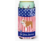USA Patriotic English Bulldog Tall Boy Beverage Insulator Hugger BB3362TBC