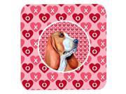 Set of 4 Basset Hound Valentine s Love and Hearts Foam Coasters