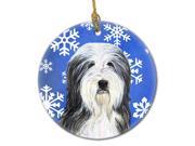 Bearded Collie Winter Snowflakes Holiday Christmas Ceramic Ornament SS4635