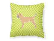 Border Terrier Checkerboard Green Fabric Decorative Pillow BB3789PW1818