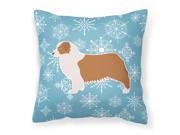 Winter Snowflake Australian Shepherd Dog Fabric Decorative Pillow BB3533PW1818