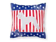 USA Patriotic Bedlington Terrier Fabric Decorative Pillow BB3294PW1818